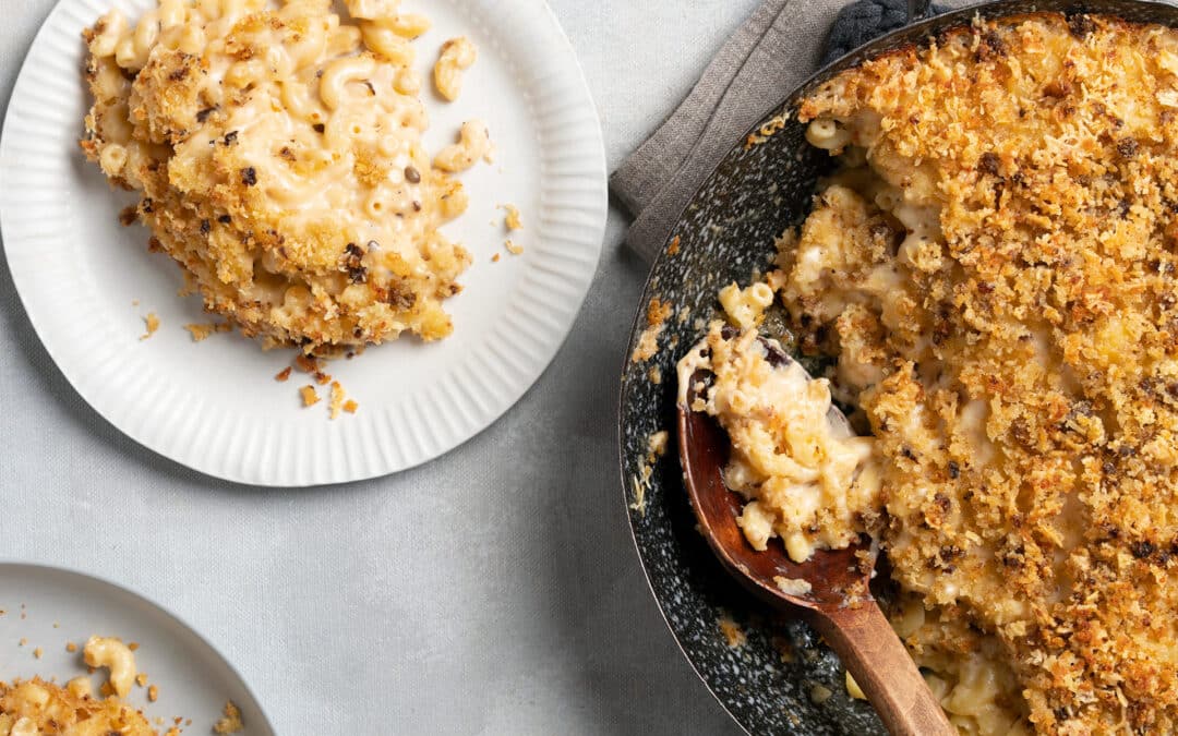 Macaroni Chilli Oil Cheese with Anchovy Breadcrumbs