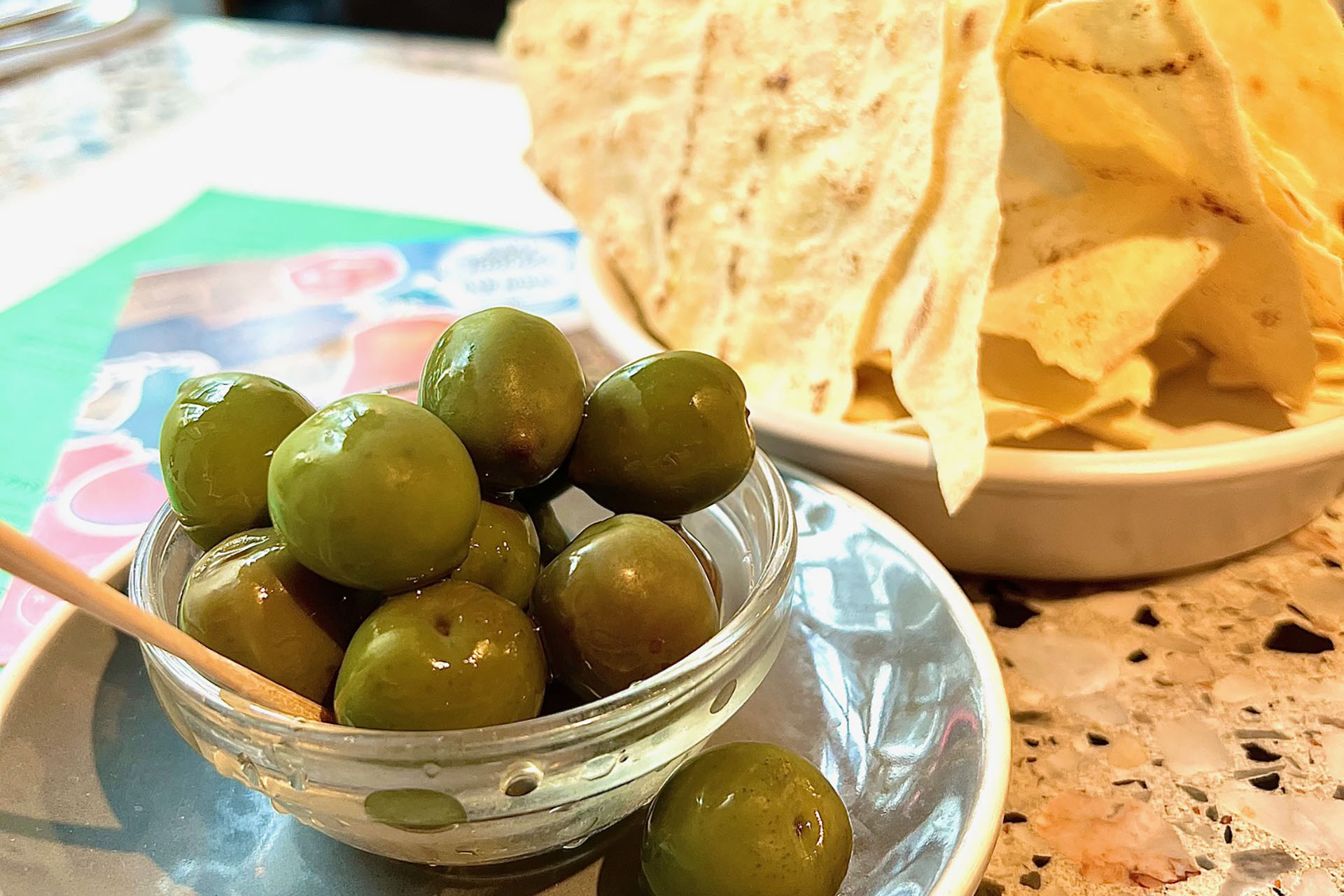 Sardinian Crisp Bread and Nocellara Olives