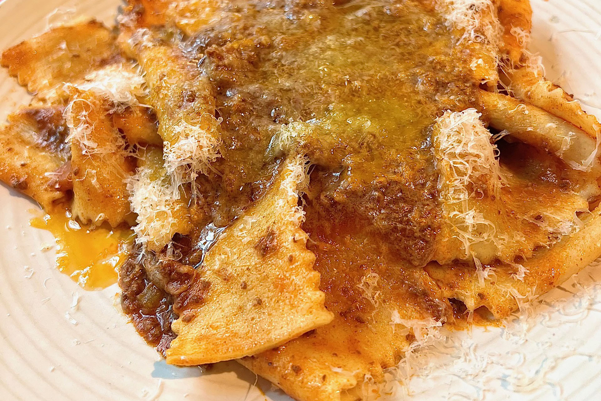 8 Hour Beef & Ukrainian Porcini Bolognese, Hand Cut Pappardelle, Parmesan