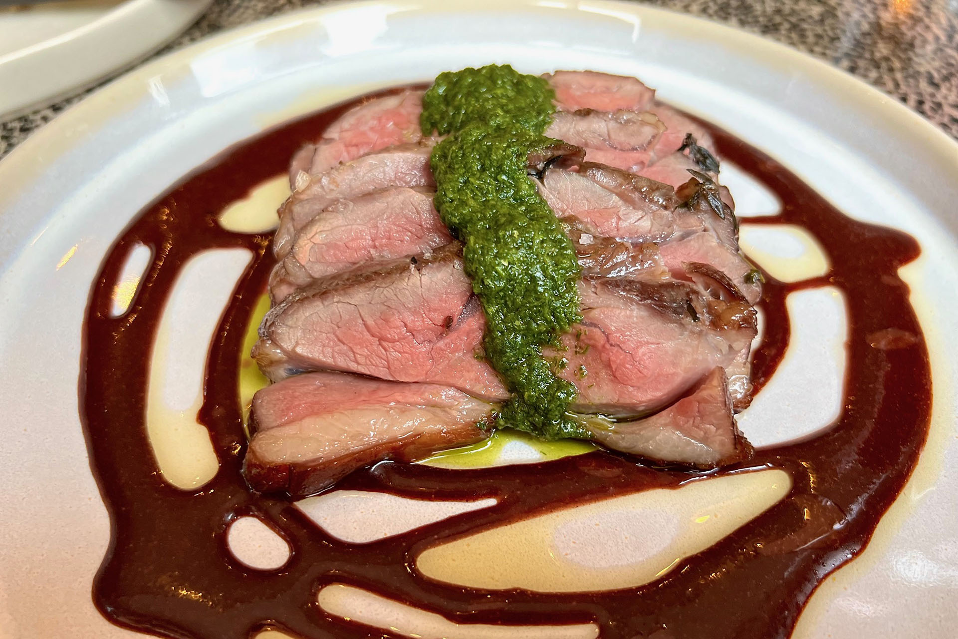 Suffolk Lamb Rump, Port & Anchovy Sauce, Mint