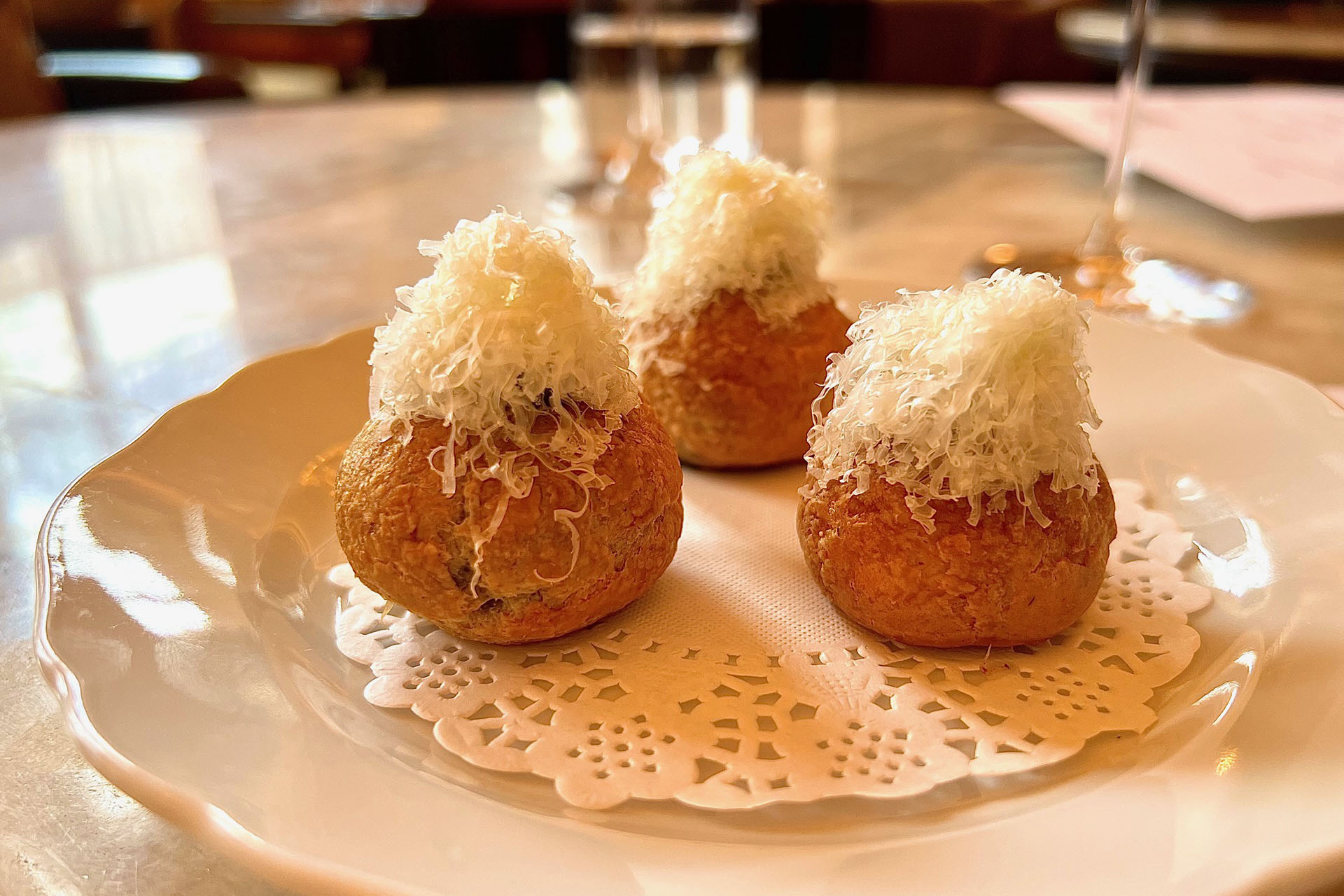 Comté Gougères with Pickled Walnut