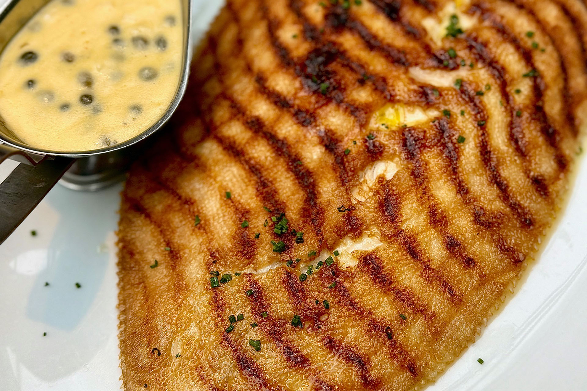 Sole with lemon, caper, and parsley butter